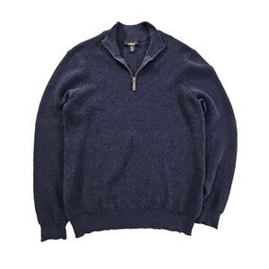 Daniel Bishop Sweater Men's XL Dark Gray Quarter Zip Waffle Knit Long Sleeve EUC